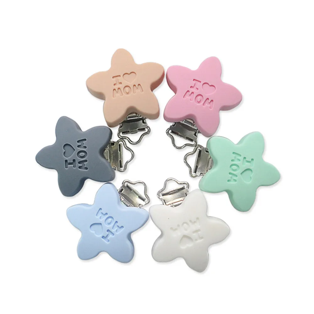 50Pcs BPA Free Baby Stars Silicone Pacifier Clips Dummy Teether Chain Holder DIY TeethingToy Necklace Accessories | Мать и ребенок