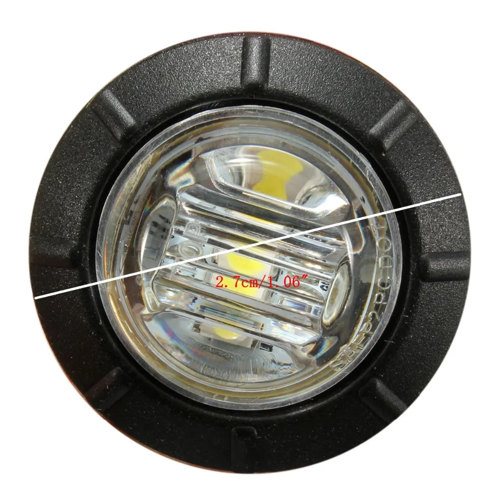 2 шт 12v 3LED 3/" Круглый прицепа боковых габаритных огней, цвет: желтый, белый красный для грузовых автомобилей габаритные огни для грузовиков Поворотная сигнальная лампа