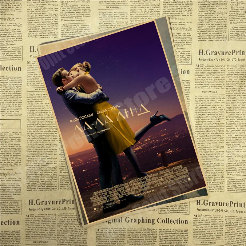 LA LAND фильм ретро крафт-бумага плакат ретро художественные изделия для стен Стикеры гостиной краски бар кафе - Цвет: Многоцветный