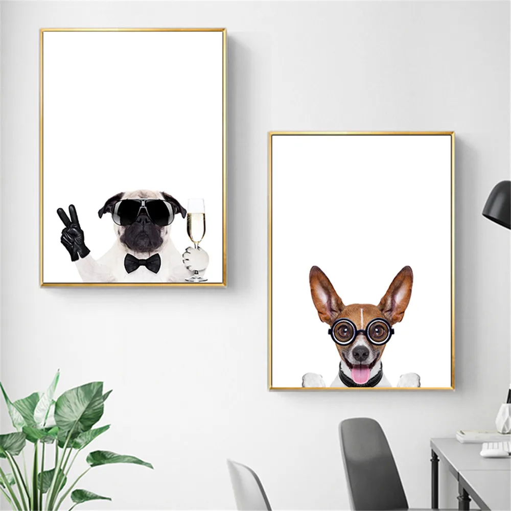 Живопись холст Современная Художественная Clever Dog забавные Critters напиток