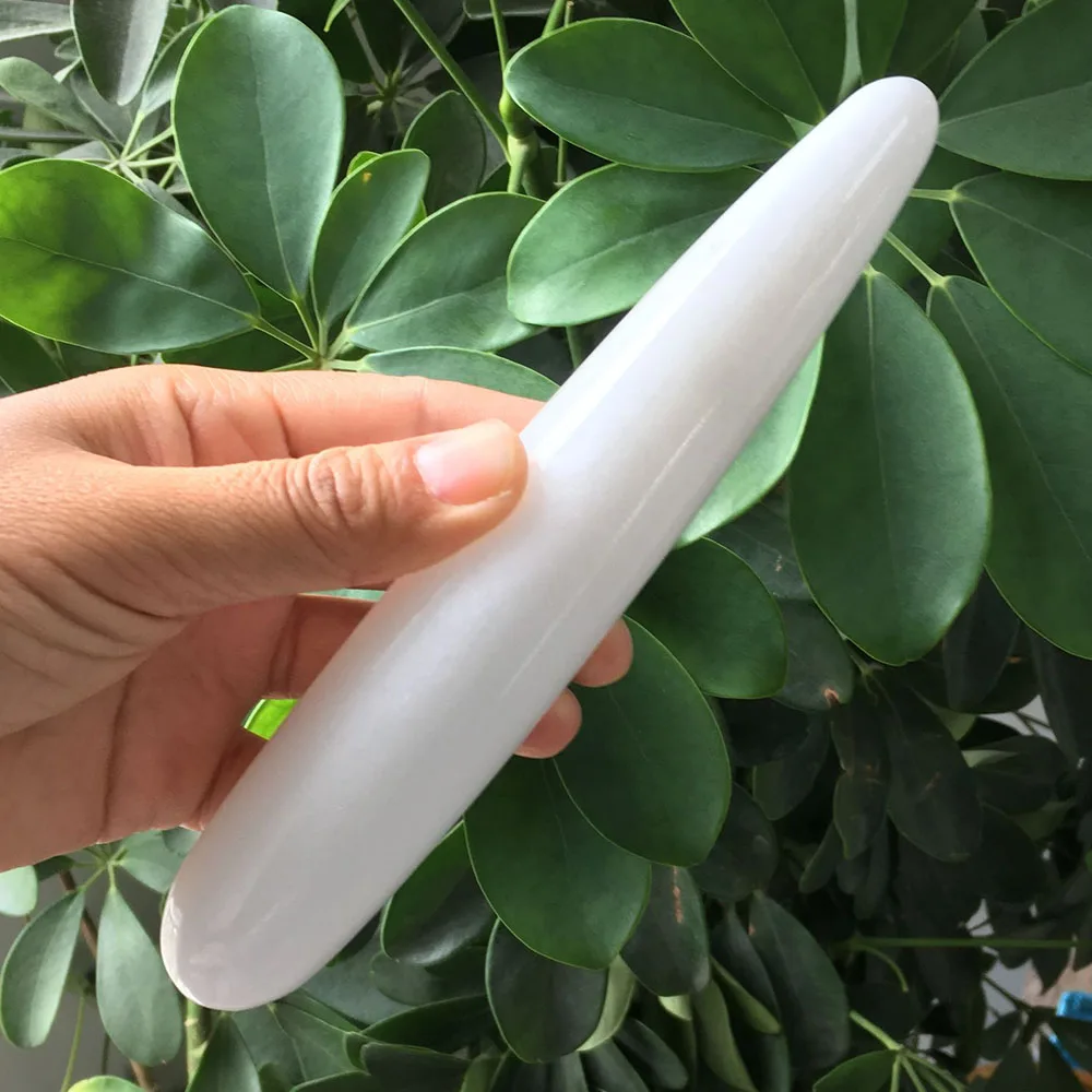 Free Shipping ! 18 CM natural white jade yoni crystal healing wand massager LXM | Дом и сад