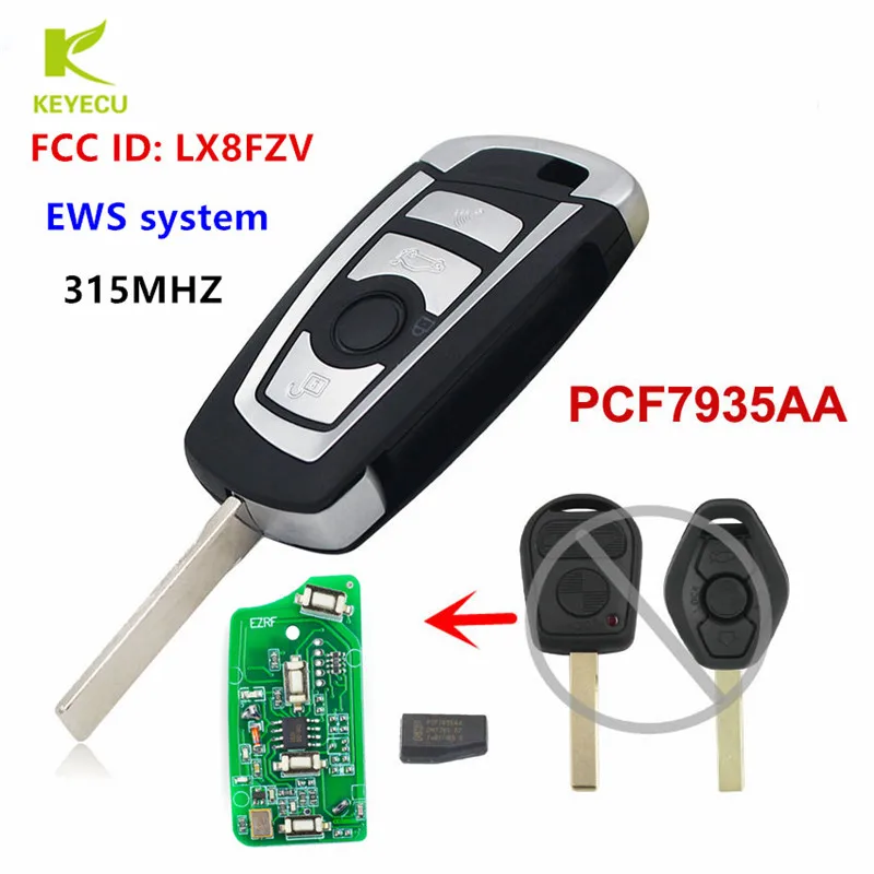 KEYECU Modify Flip Key Replacement Remote Fob - EWS 315MHz HU92 1998-2005 for BMW 3/5 Series X5 Z3 Z4 Blade | Автомобили и
