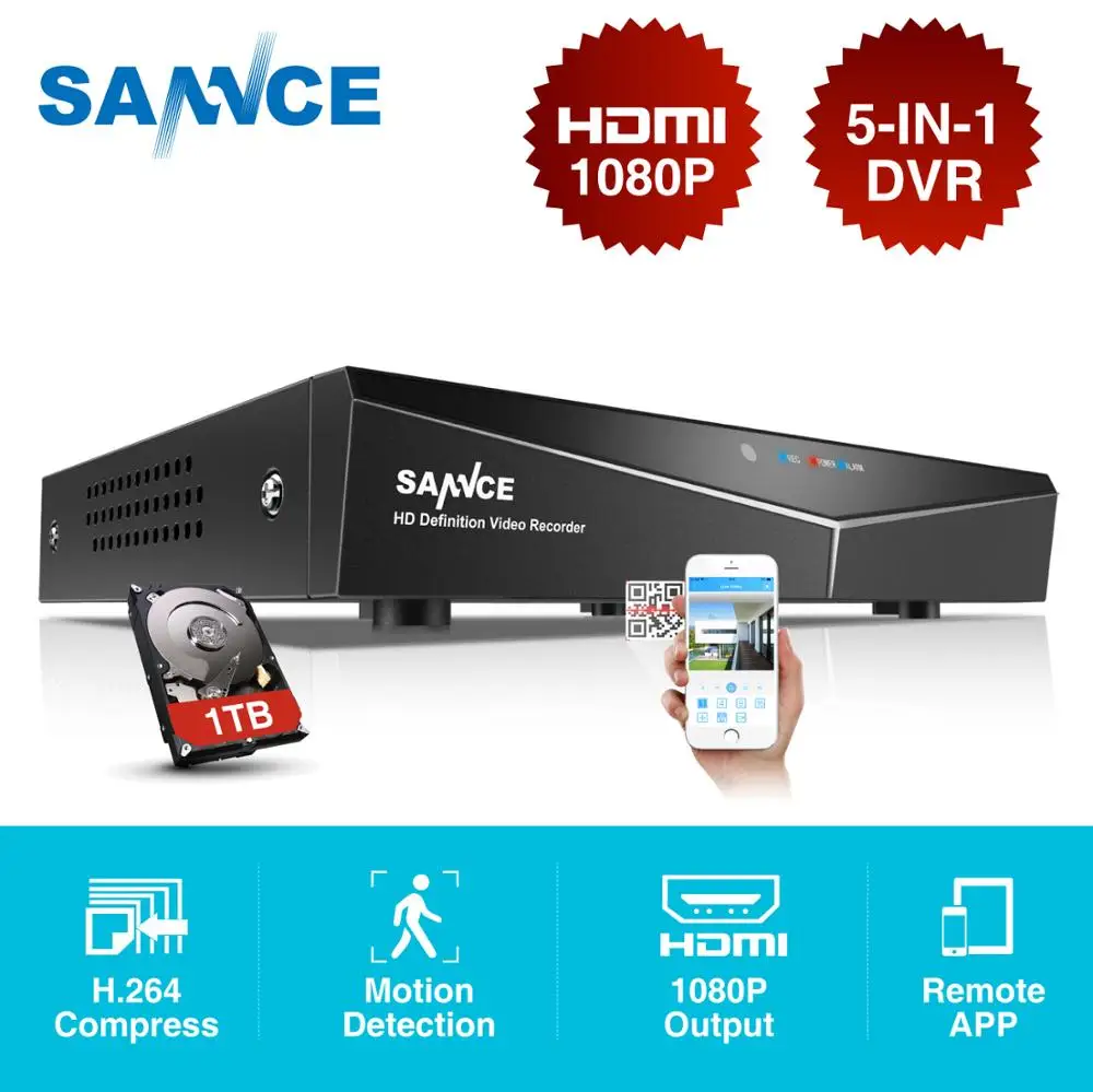 SANNCE 4/8/16 канальный цифровой видео Регистраторы полный 1080N CCTV DVR H.264 1080P HDMI Выход 4ch система видеонаблюдения DVR