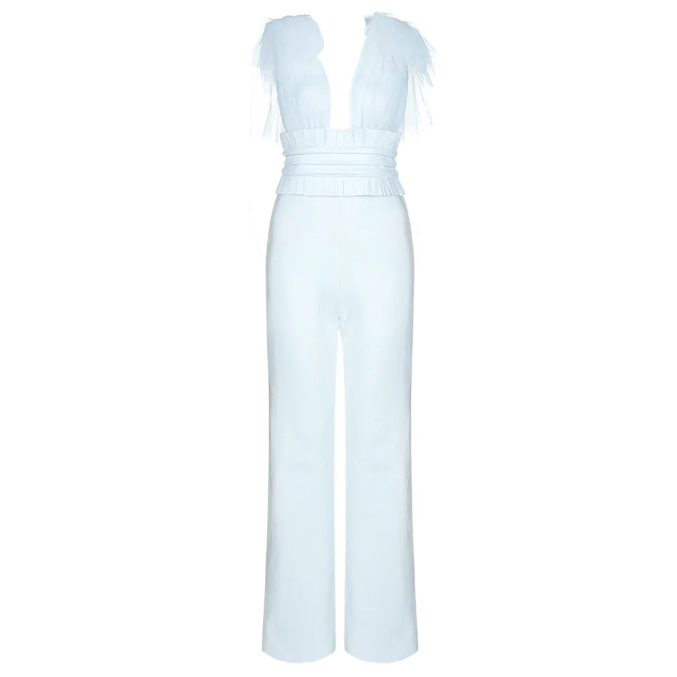 Дизайнерский сексуальный сетчатый бандажный комбинезон из искусственной кожи с