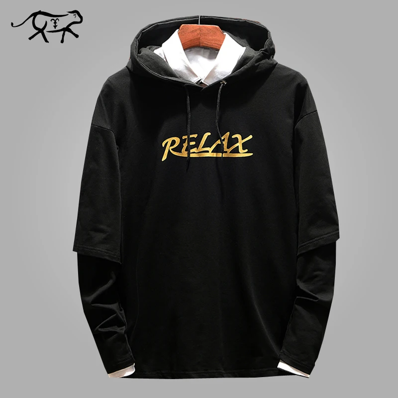 

New Autumn Men's Hoodies Brand Fashion Hooded Men's Sweatshirts Spring Cotton Patchwork Printed Hip Hop Streetwear Pollovers Man