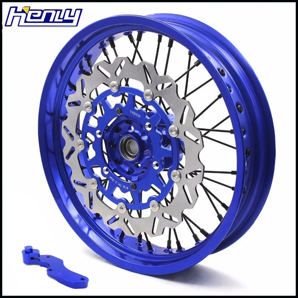 3,5/5,0 в комплекте Supermoto спицевые колеса обода Набор для YAMAHA WR250F 2001- WR450F 2003- Supermotard синие черные спицы