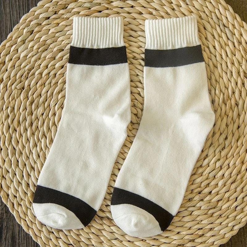 Лот из 5 пар полосатых хлопковых женских повседневных носочков пять цветов в