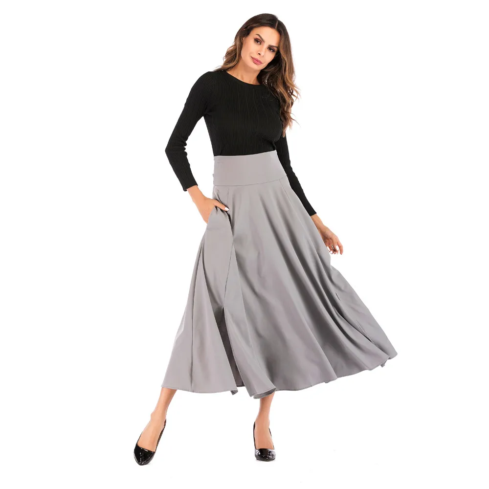Женская летняя Однотонная юбка модная женская плиссированная Макси-юбка с