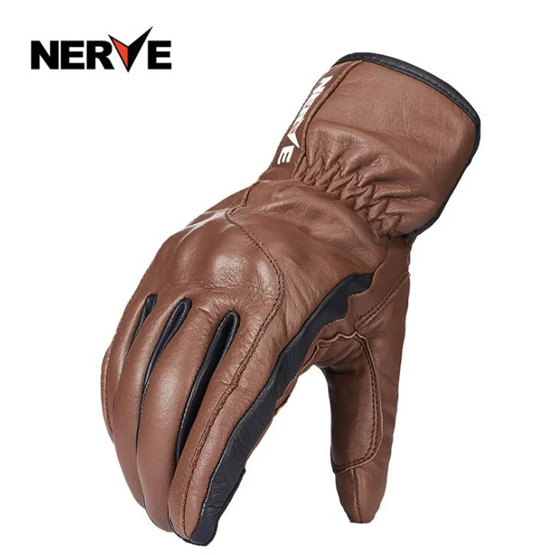 2019 New Winter warm NERVE motorcycle riding gloves leather four seasons locomotive racing retro anti-fall Motorbike glove | Автомобили и