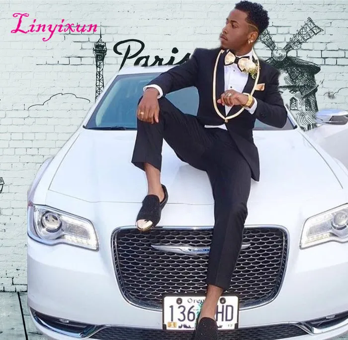 Linyixun последний дизайн пальто брюки темно-синий золотой смокинг для выпускного