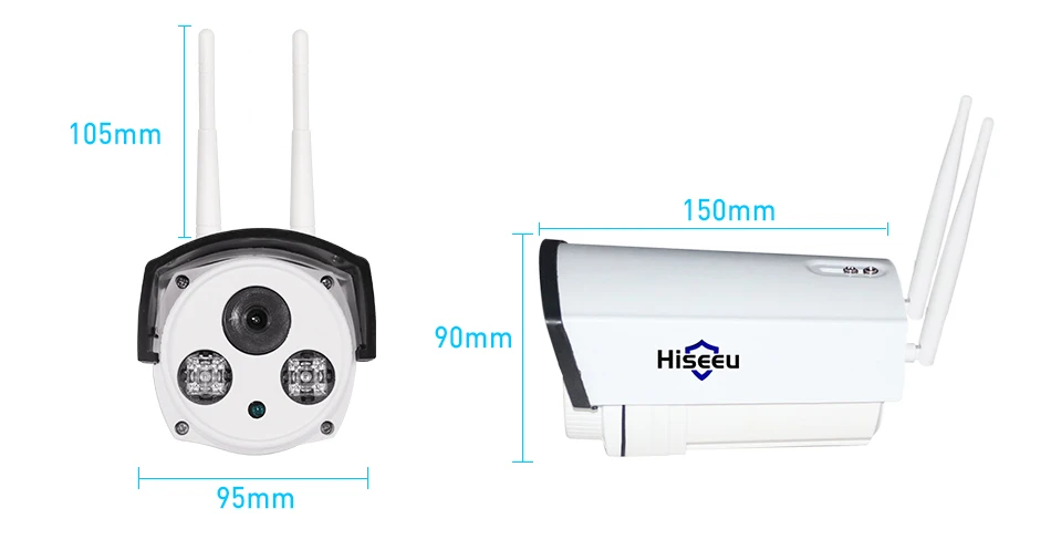 Hiseeu wifi Камера уличная цилиндрическая HD 720P уличная IP Камара Водонепроницаемая уличная Беспроводная IP камера видеонаблюдения ночное видение
