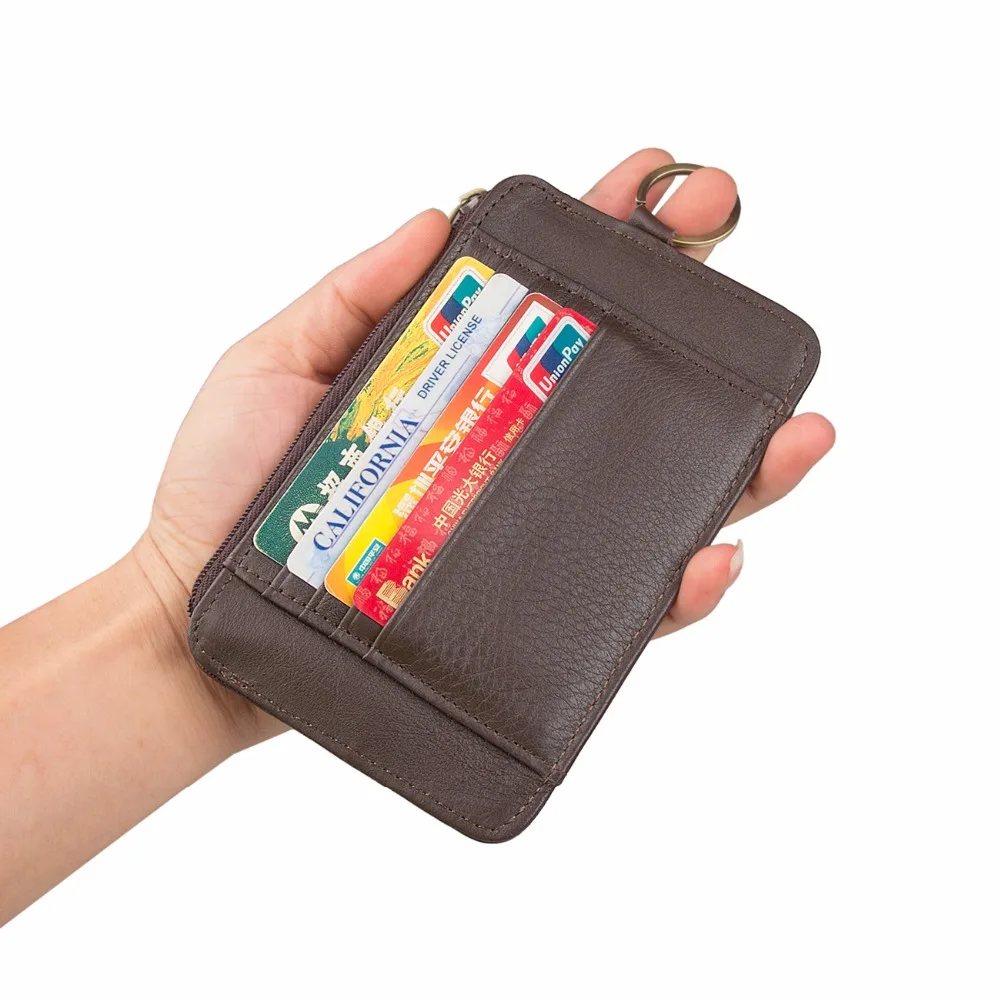 Augus 100% натуральная кожа чехол для карт с кольцом круг маленький кошелек Кредитная