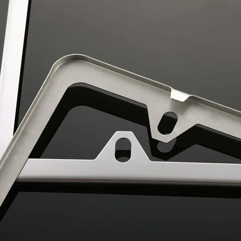 2 Pcs Slim Bottom US Standard Polished Stainless Steel License Plate Frame Screw Caps Included(Chrome) | Автомобили и мотоциклы