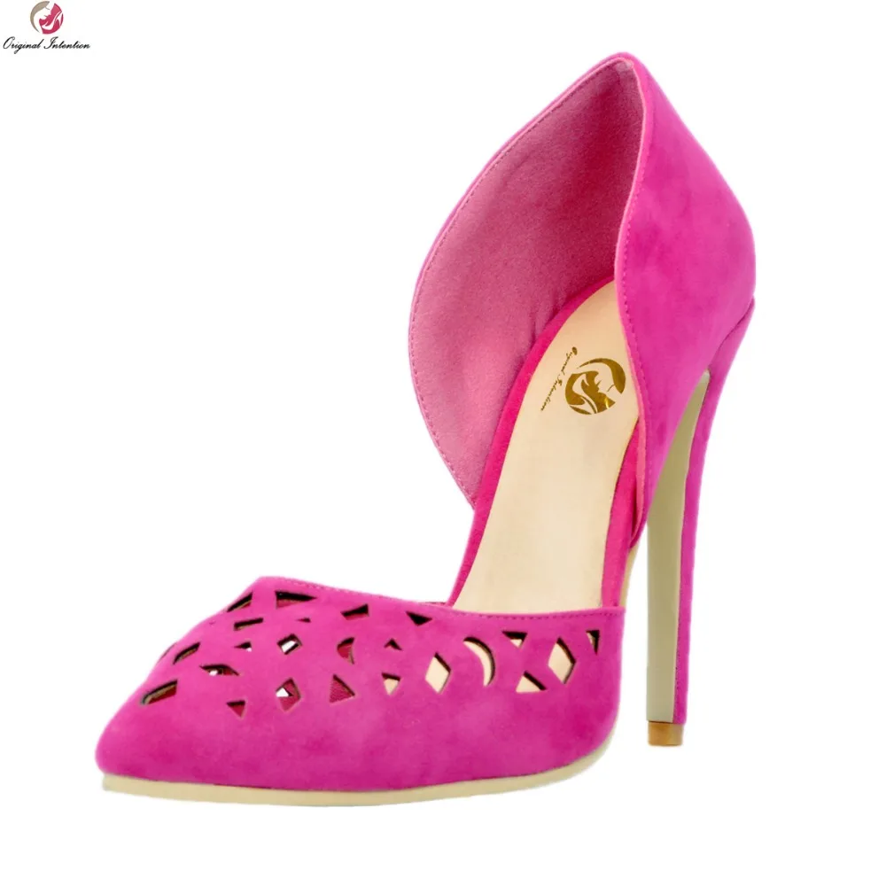 

Original Intention Gorgeous Women Pumps Stylish Cut-outs Pointed Toe Thin Heels Pumps Red Shoes Woman Plus US Size 4-15