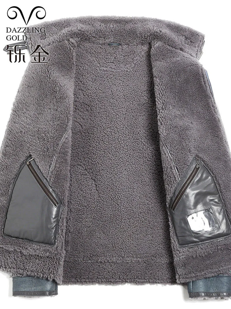 Мужская повседневная куртка из овечьей шерсти толстое пальто 100% натуральной