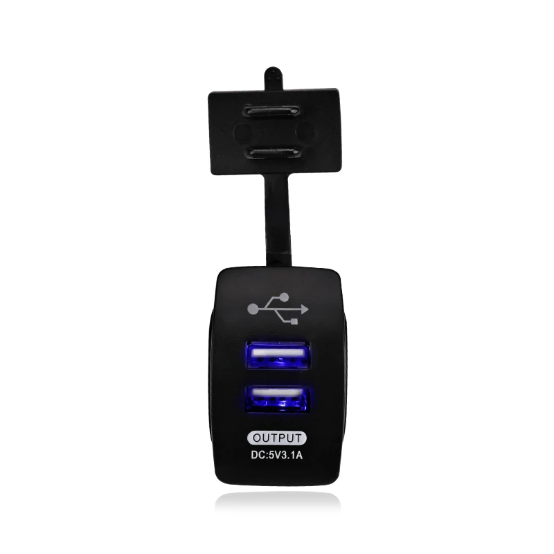 Водонепроницаемый автомобильный двойной USB разъем автомобильное зарядное устройство адаптер питания 3.1A 5 В выход 12-24 В светодиодный свет для USB мобильного зарядного устройства для Iphone 6 6S - Название цвета: blue
