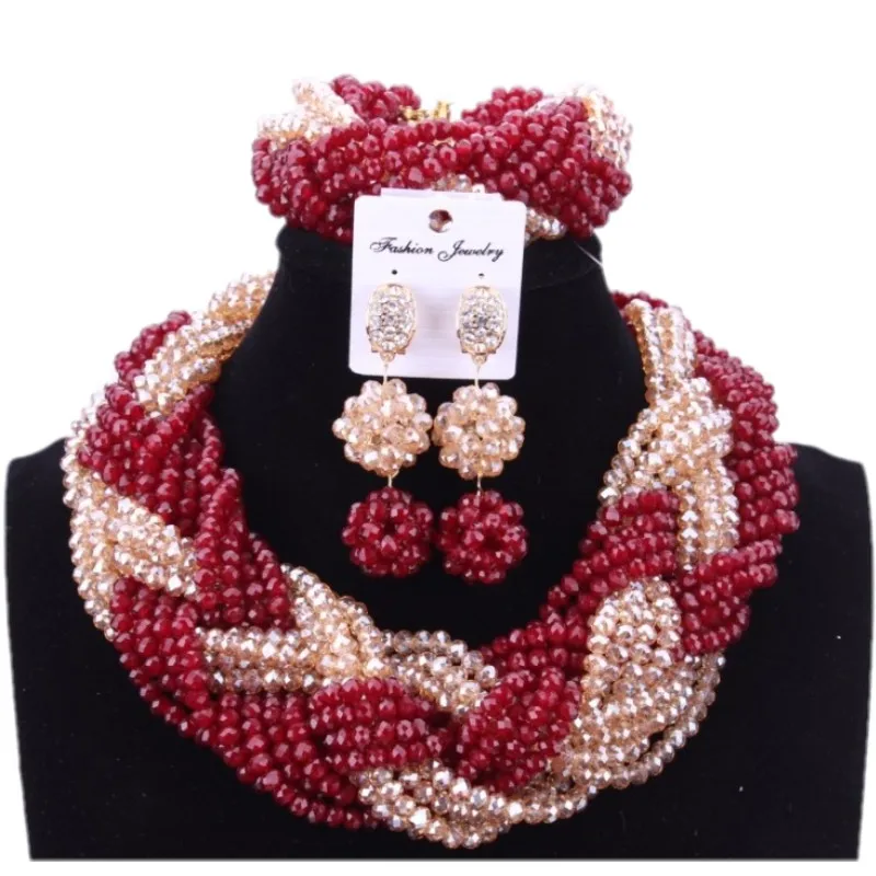 Bridal Jewellery Crystal Set Blue &amp White Costume African Jewelry Choker Design Nigeria Beads Necklace Free Shipping Hot | Украшения и