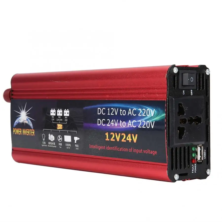 Автомобильный инвертор 12V 24V автомобильный Солнечный Мощность 6000W преобразователь 12V постоянного тока до 220V Универсальный араба Аксесуар