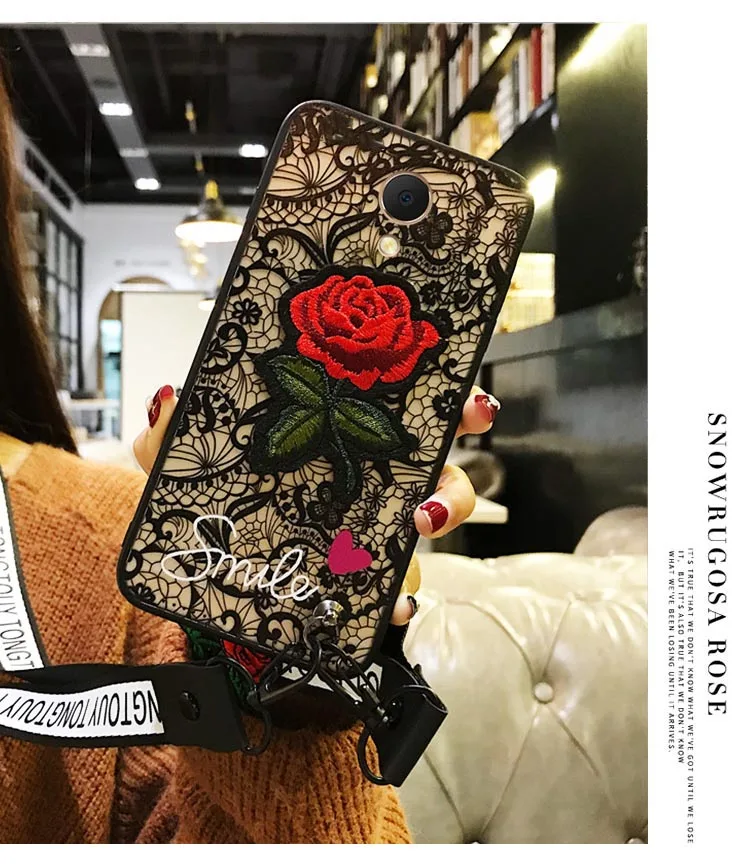 3D Rose Flower Phone Case on Meizu U10 U20 M6 Note MX6 M3E M5S M3S M5 M3 Mini Girl Lace note Back Cover Coque |