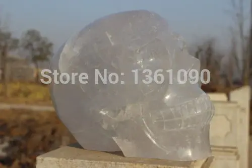 

xd j00102 Tibetan Quartz Rock Crystal Skull Carving rainbows