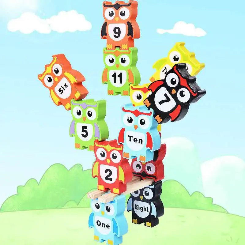 12Pcs Wooden Building Blocks Toy Educational Jenga Game For Kid Children Baby Wooden Stack High Toys Early Learning Kid's Gifts