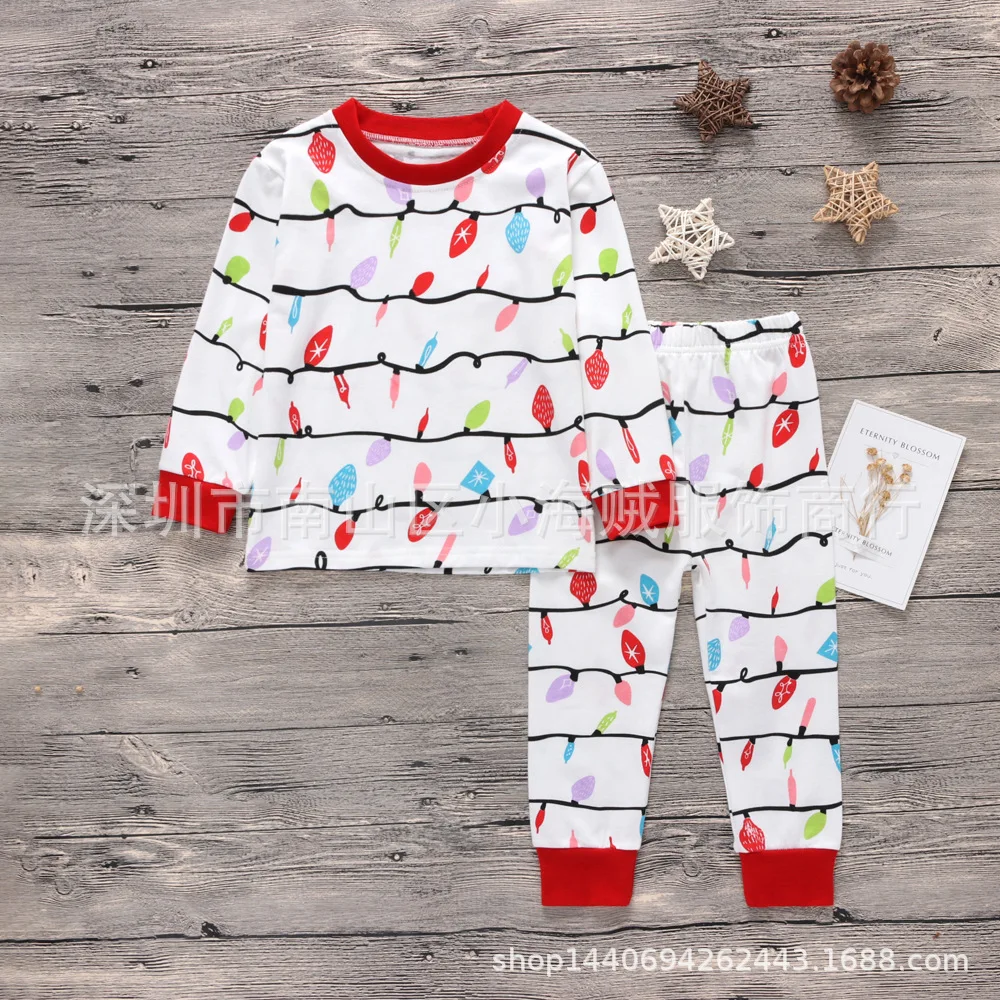 Рождественская Пижама для всей семьи зимнее платье с длинным рукавом мамы и