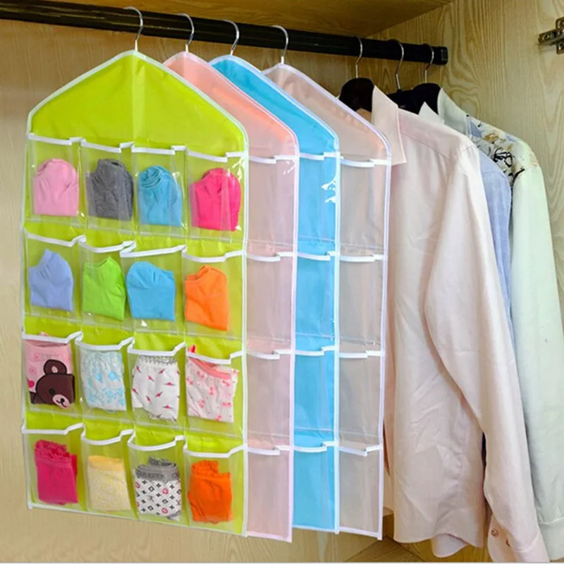 16 сетки пластиковый шкаф Домашняя одежда Нижнее белье хранения висит органайзер