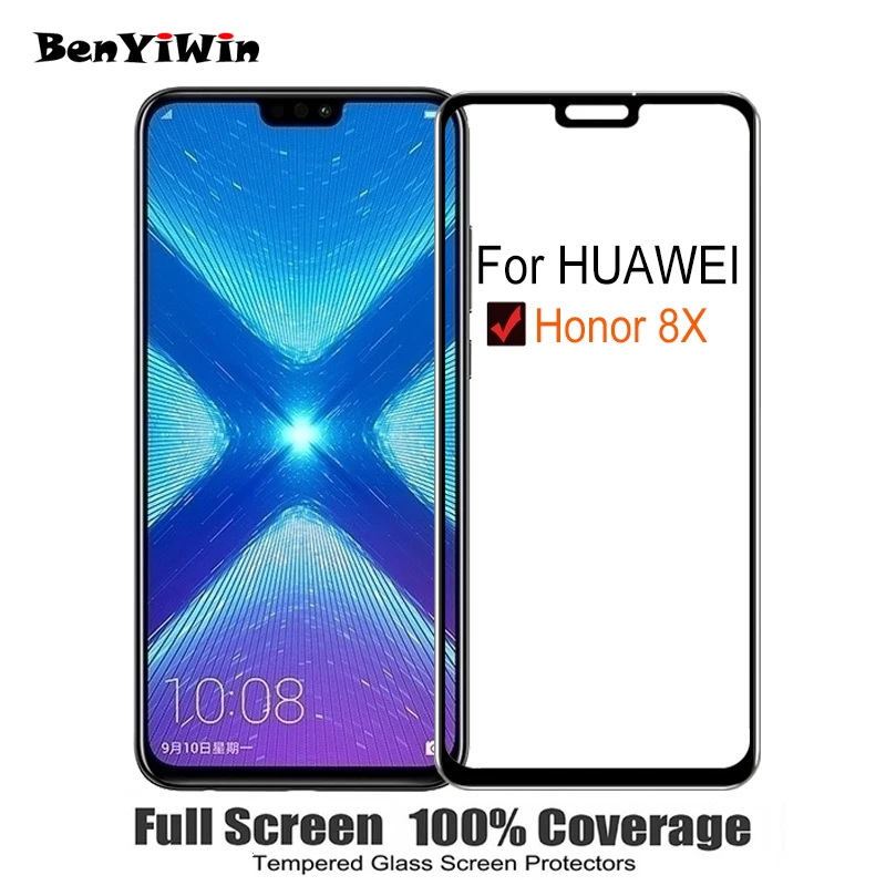 2 шт.,, полное покрытие, 9 H, защита экрана, стекло для huawei Honor 8X, закаленное стекло для JSN AL00, L21, L22, L23, L42, LX1, пленка