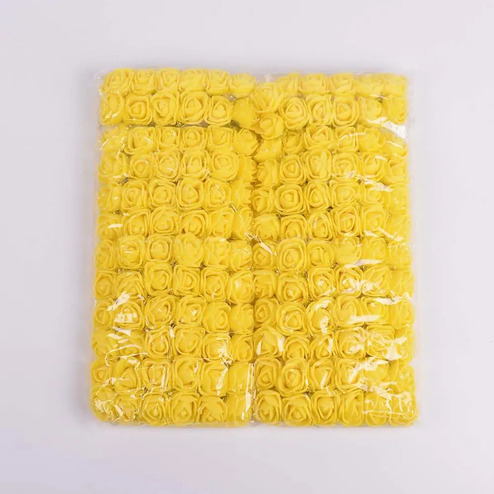 Yellow 144 шт 2,5 см мини-поролоновая роза искусственный цветок букет разноцветная Роза Свадебные цветы украшения Скрапбукинг искусственный цветок Роза - Цвет: Yellow