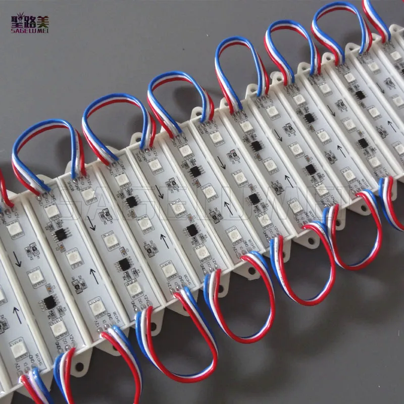 DC12V WS2811IC 3 leds 5050 RGB SMD LED Module Light 100pcs Super Bright Waterproof IP68 led pixel strings by DHL Fedex Express | Освещение