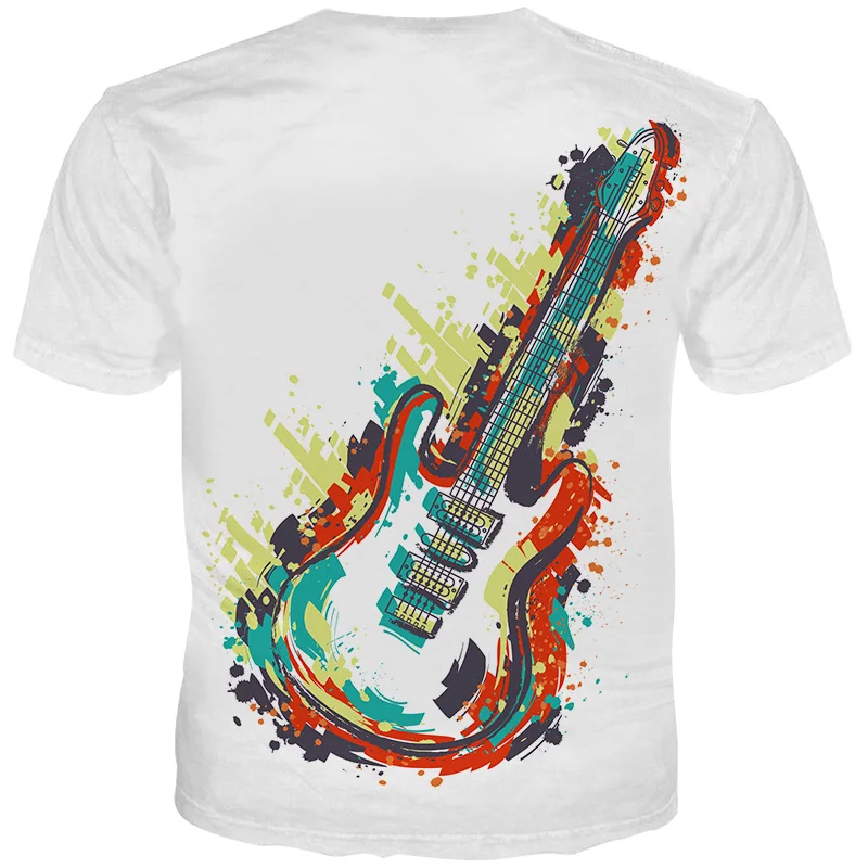 

YOUTHUP 2020 Men's t shirts 3D Colorful Guitar Printed Top Tees Summer Short Sleeve Gray Tops Fashion Men t shirts Streetwears