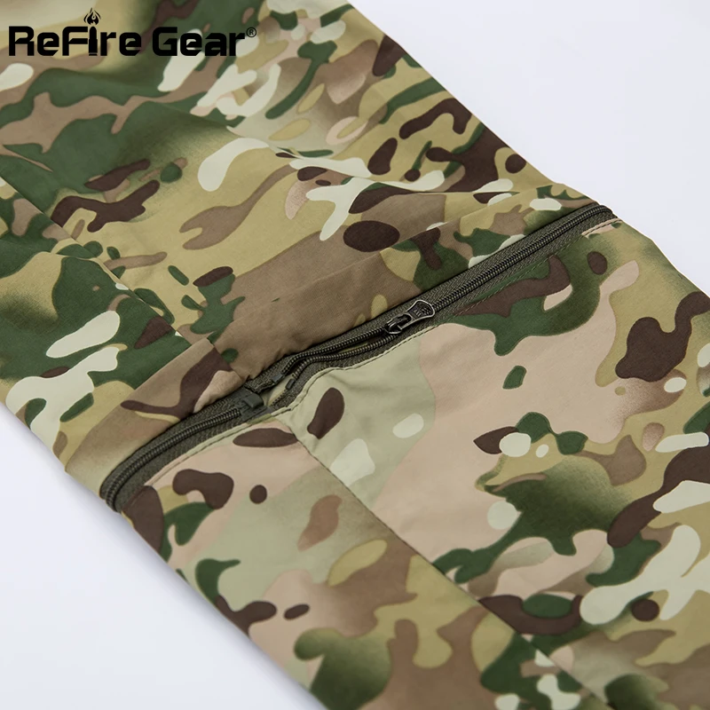 Refire gear летние тактические штаны мужские быстросохнущие съемные военные штаны дышащие на молнии съемные камуфляжные армейские брюки