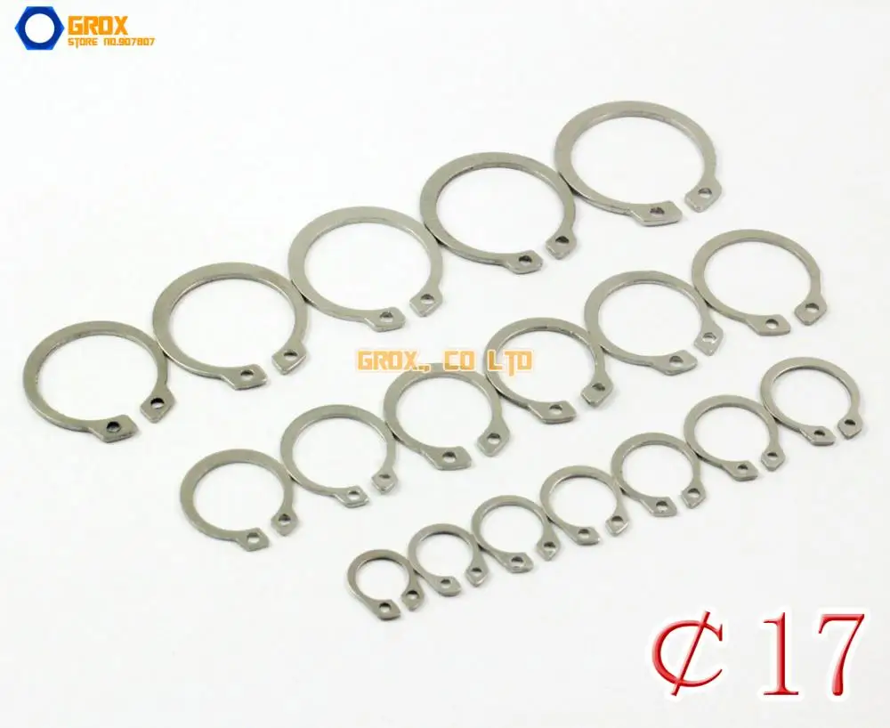 100 штук 17 мм 304 Нержавеющая сталь внешний стопорный держатель|retaining ring|snap retaining