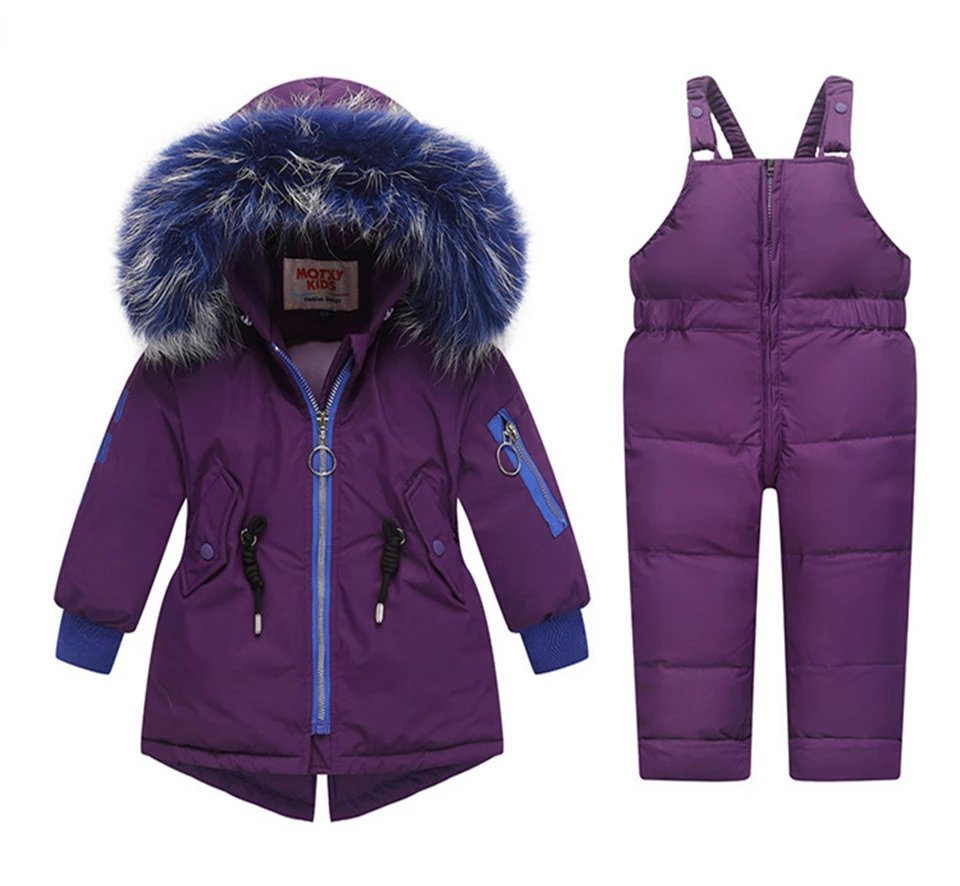 Winter Children's Clothing Sets Suit Kids Warm Baby Boy Ski Suits Snowsuits Girl Down Jackets Outerwear Coat+suspender Jumpsuit