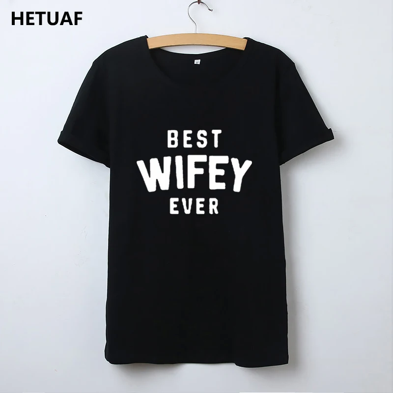Женская Винтажная Футболка HETUAF хипстерская с принтом и надписью Wifey Ever Топ в