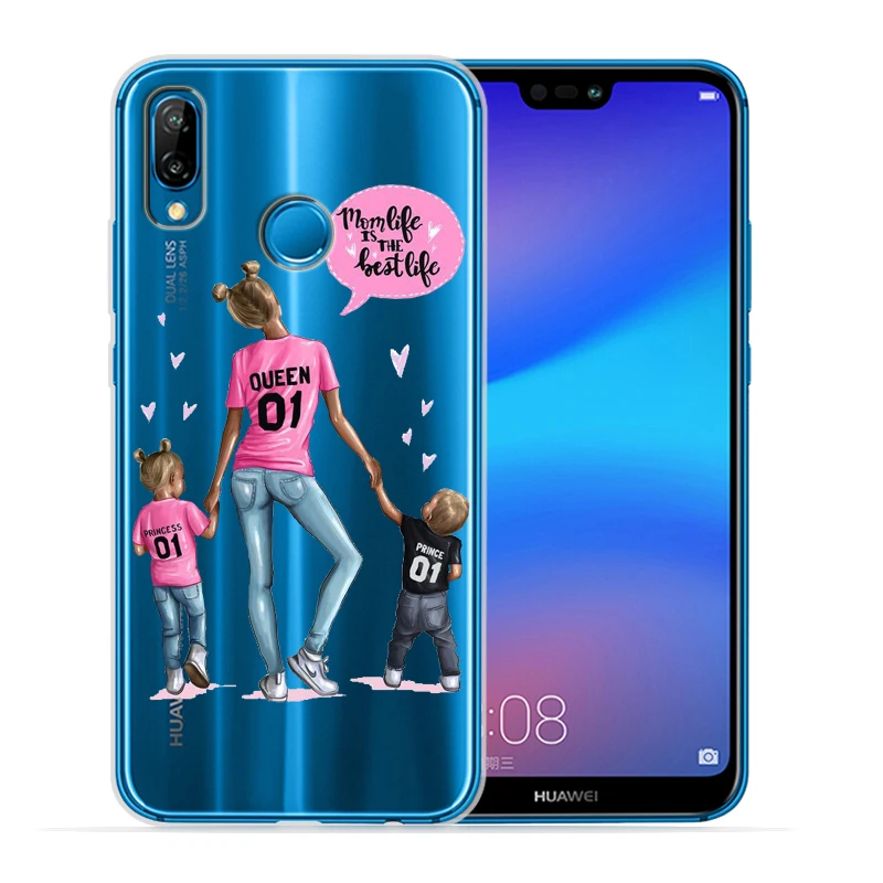 Чехол для телефона с коричневыми волосами мамы и девочки чехол Huawei P30 Lite Pro P20 P8Lite