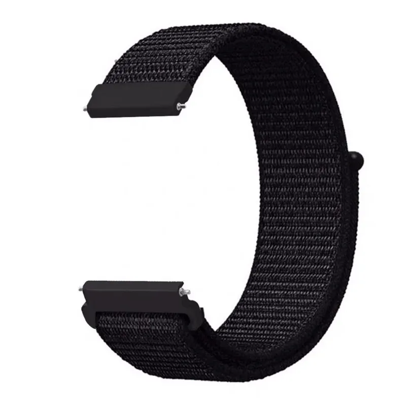 Black 22 мм 20 мм нейлоновый ремешок для Xiaomi Huami Amazfit Bip pace, ремешок на запястье, нейлоновый ремешок на липучке, Смарт-часы, браслет, аксессуары - Цвет: Black