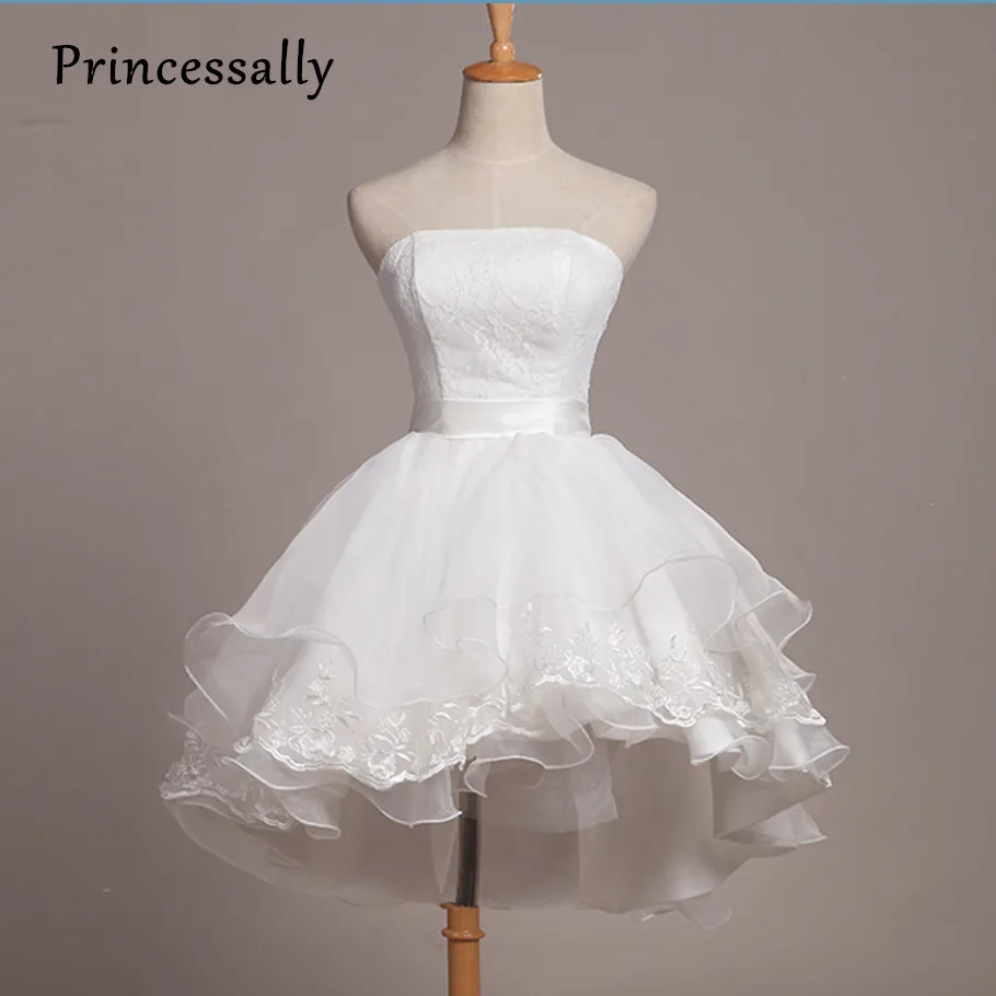 Роскошное короткое Кружевное Свадебное платье Милое невесты с высокой и низкой