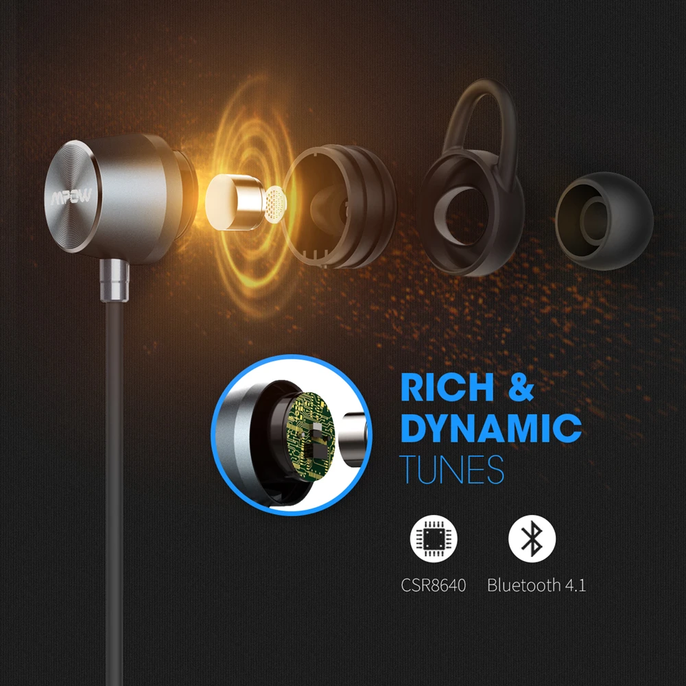 MPOW судейские магнитные Bluetooth наушники водонепроницаемые беспроводные стерео