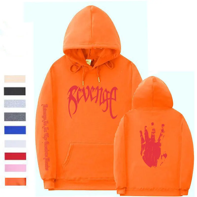 Orange XMS142 Xxxtentacion Толстовка Revenge мужские/женские свитшоты Рэпер Хип Хоп пуловер с капюшоном свитера мужские/женские уличные - Цвет: Orange XMS142
