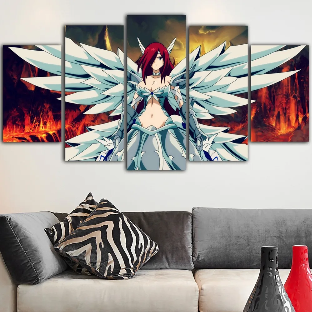 5 шт. Картина на холсте сказочный хвост картина Peinture Sur Toile постер аниме домашний