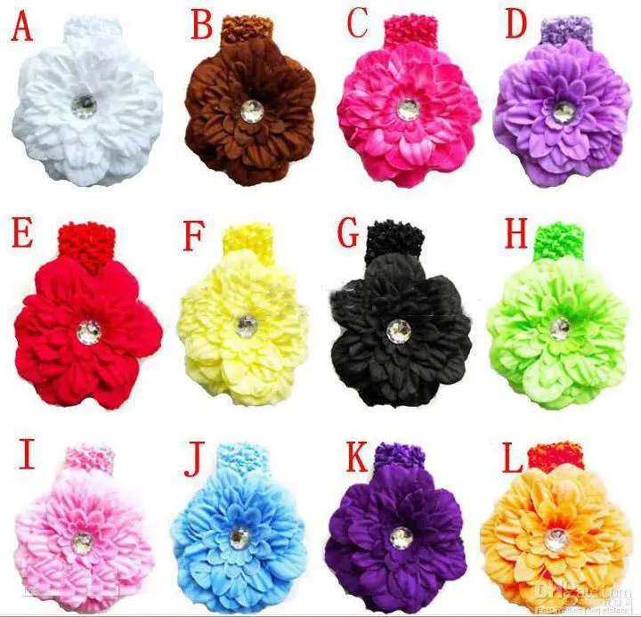 100pcs Children s Crochet headband peony Hair clip hair barrettes peony hair bands High quality