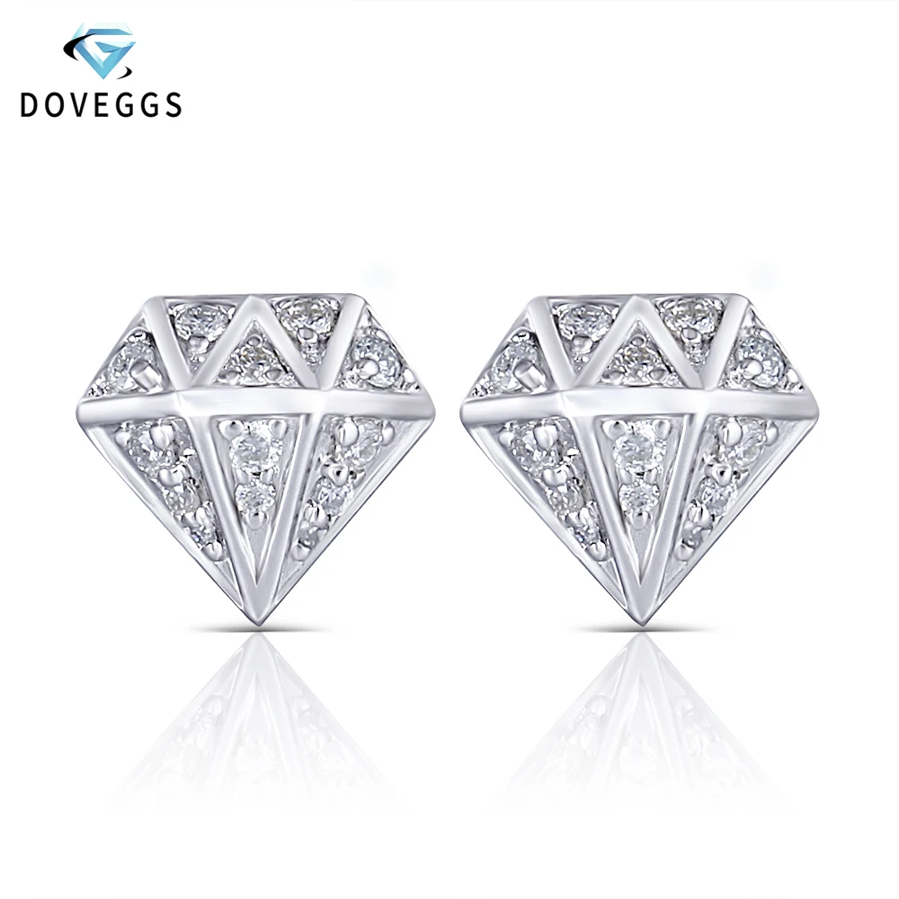 DovEggs ромбовидные серьги-гвоздики с муассанитом серьги для Для женщин свадебные толщиной платины Pltated серебряные серьги с муассанитом отодвинуть