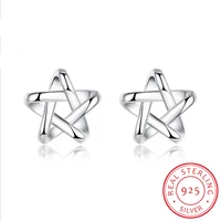 100 925 sterling silver cute tiny david star stud earrings for women fashion girls silver hexagram earrings gift