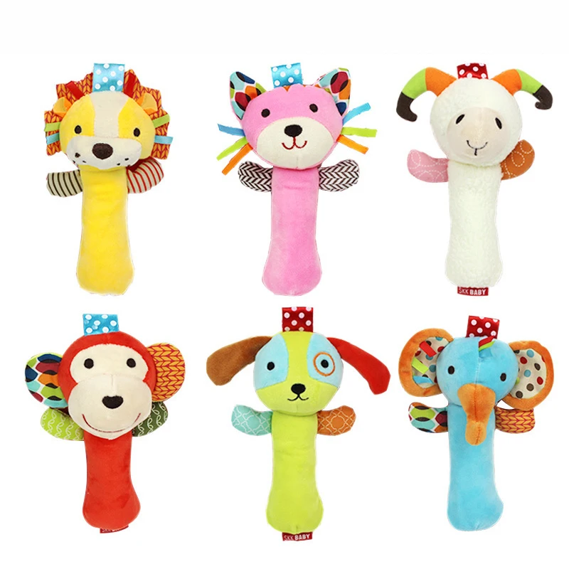 

Baby Bells Plush Toys Newborn Baby Handbell Boys Girls Infant Soft Cute Animal Doll Handbells Developmental 6 Style Lion dog