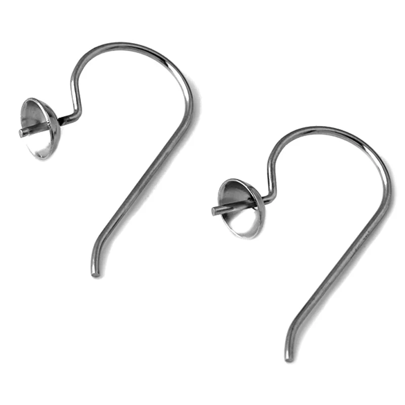 

20pcs 2018 New Listing DIY Pure Stainless Steel 5MM Bowl Cup With Needle Ear Hook Gem Tray Jewelry Earrings