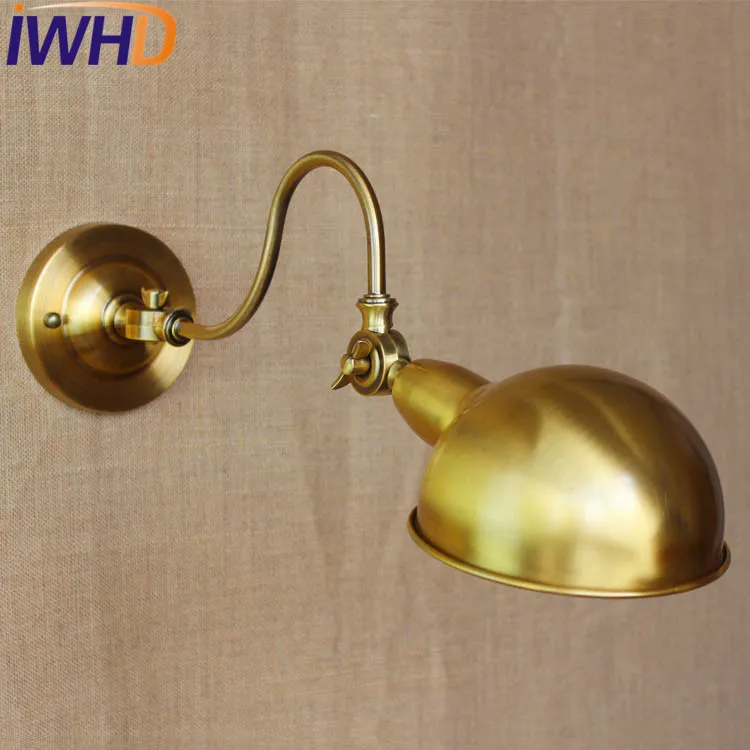 IWHD Золотой Медный Ретро винтажный настенный светильник LED с настенная лампа