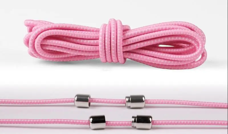 Pink 1 пара эластичных шнурков, модные новые женские и мужские туфли без галстука, теннисные туфли с кружевами, кожаные туфли - Цвет: Pink