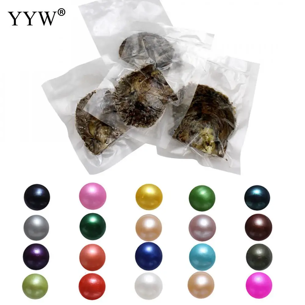 

50PCs/Bag 7-8mm Akoya Cultured Sea Pearl Oyster Beads Vacuum pack Oyster pearl Dyed Beads individually packaged Wedding Gift