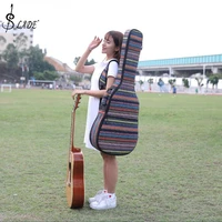 40 41 inch folk style knitted acoustic guitar case bag double straps pad cotton thickening soft cover waterproof backpack